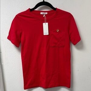 Anker Red Short Sleeve Women's Tee with Pocket & button detail